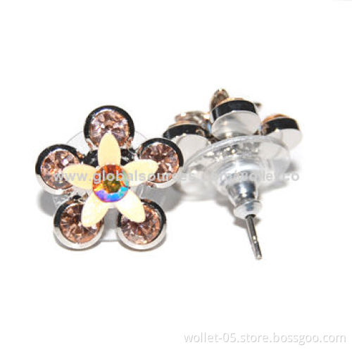 2014 New Design Lovely Flower CZ Crystal Stud Earrings, Suitable for Gifts with BV, CE, SGS Marks
